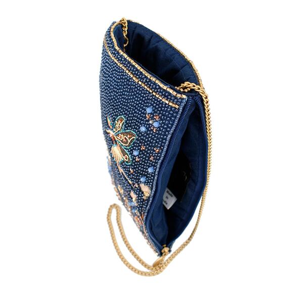 Mary Frances Fairy Dust and Floral Blue Beaded Crossbody Phone Bag - Picture 5 of 6